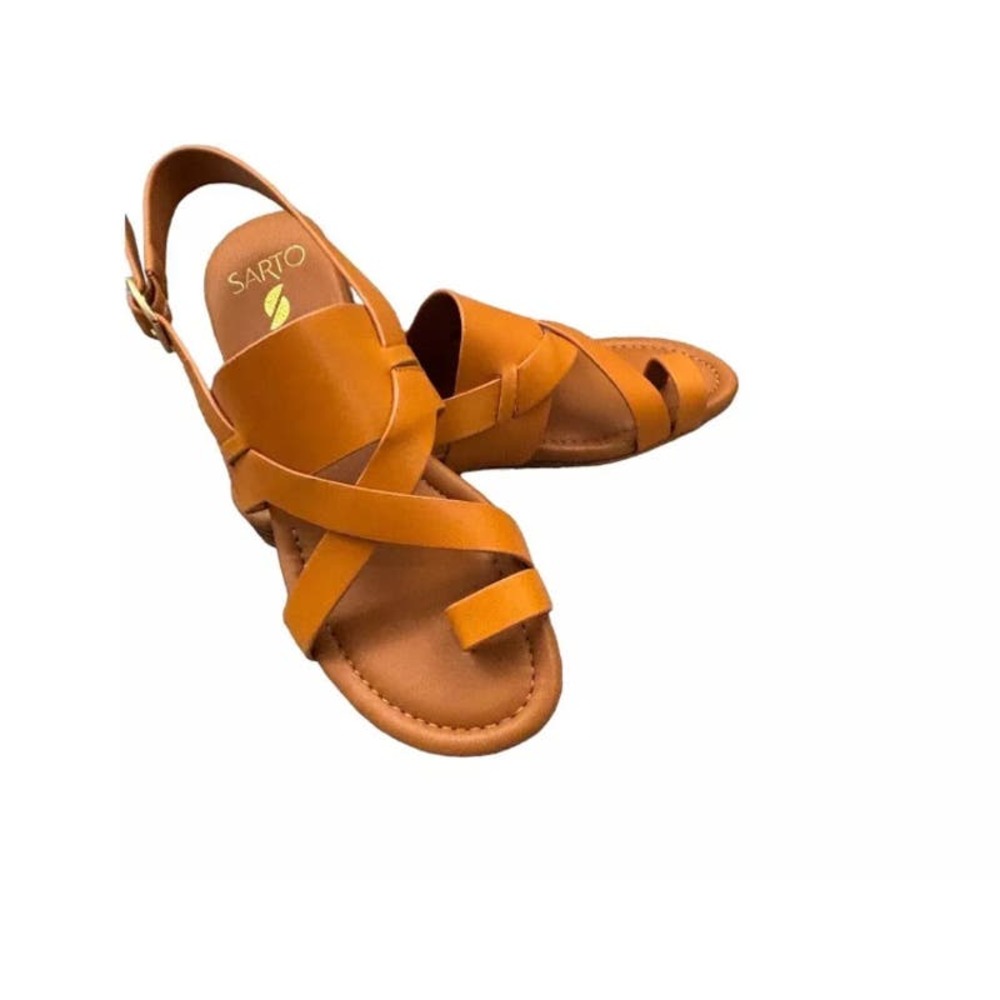 Franco Sarto Gia Caramel Leather Women's Sandals Size 8.5M New No Box